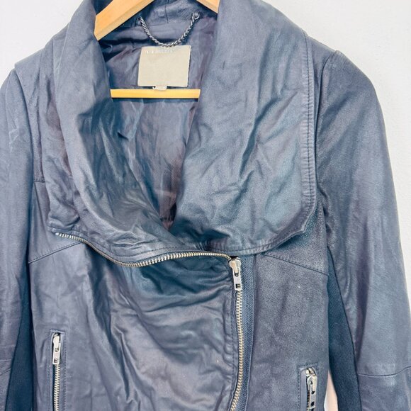 Muubaa Goat Leather Jacket Womens 4 black motorcycle asymmetrical zip - Picture 2 of 7